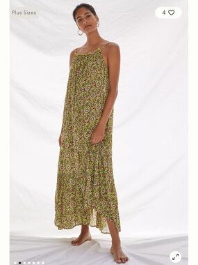 Anthropologie Flounced Maxi Dress in color citron.